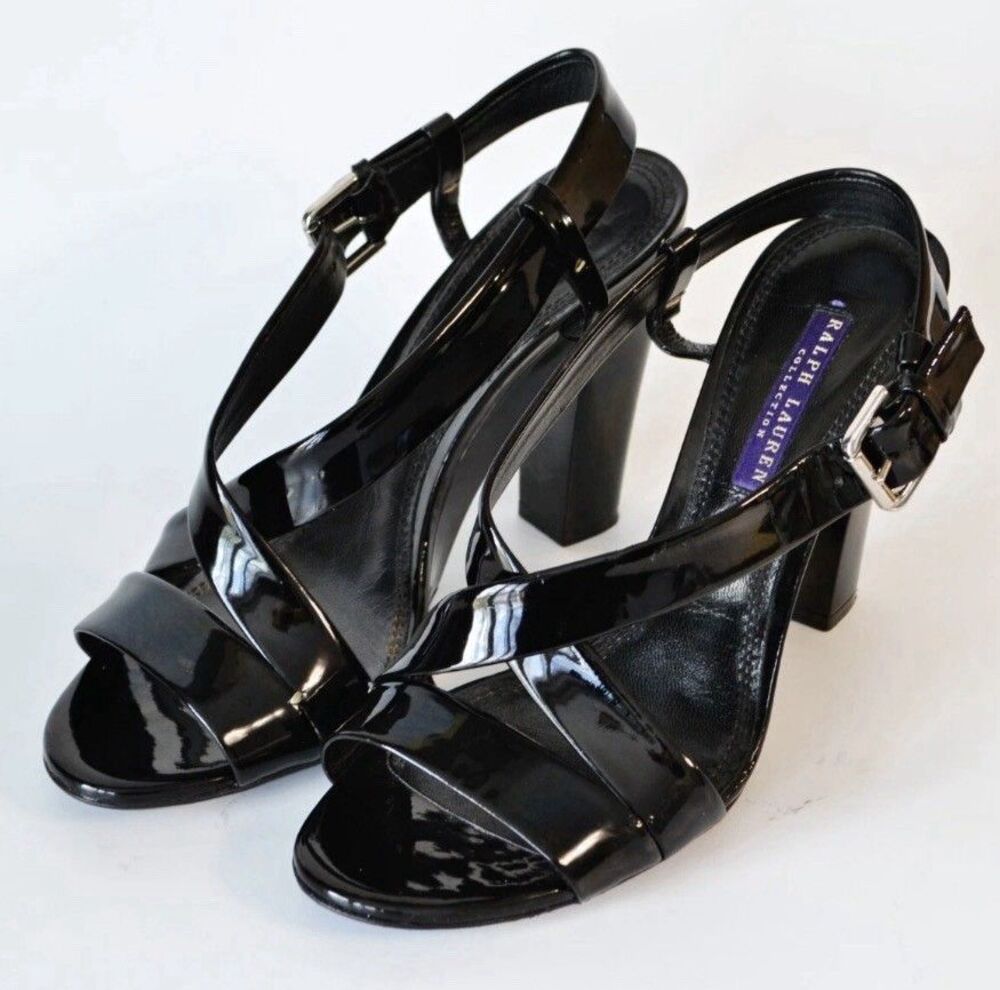 Ralph Lauren Collection Patent Leather High Sandal/Pumps Black Size - 38